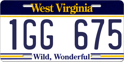 WV license plate 1GG675
