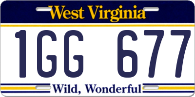 WV license plate 1GG677