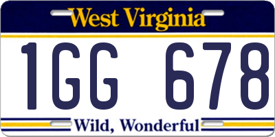 WV license plate 1GG678