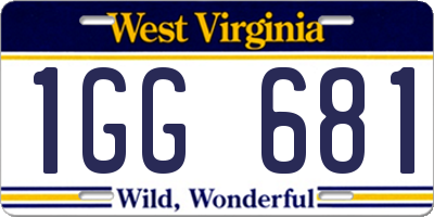 WV license plate 1GG681