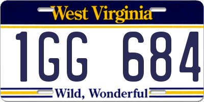 WV license plate 1GG684