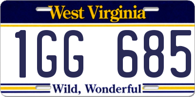 WV license plate 1GG685