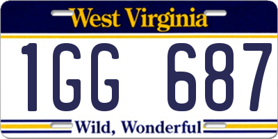 WV license plate 1GG687