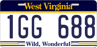 WV license plate 1GG688