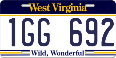 WV license plate 1GG692
