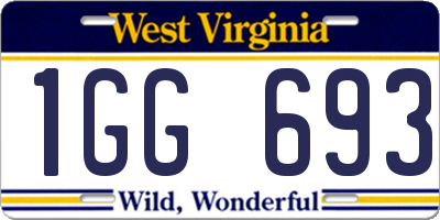 WV license plate 1GG693