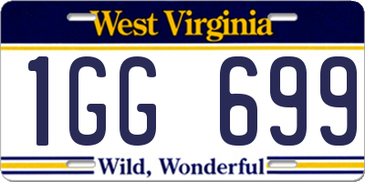 WV license plate 1GG699