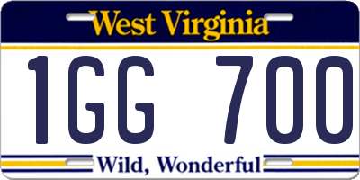 WV license plate 1GG700
