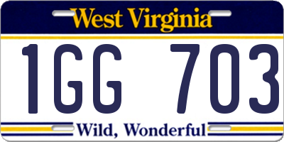 WV license plate 1GG703