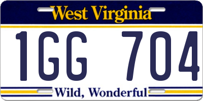WV license plate 1GG704