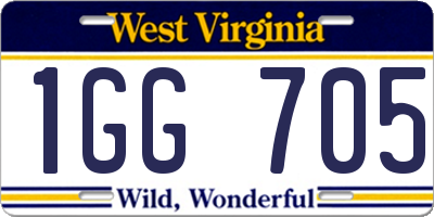WV license plate 1GG705