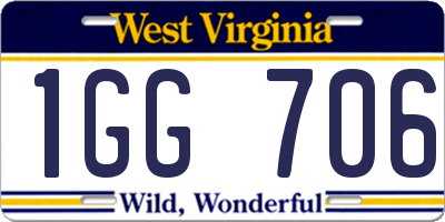 WV license plate 1GG706