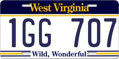 WV license plate 1GG707