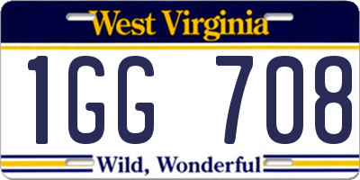 WV license plate 1GG708