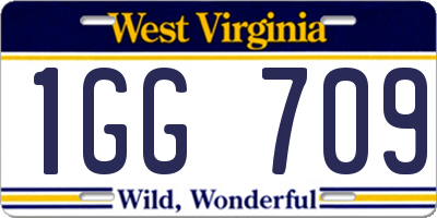 WV license plate 1GG709