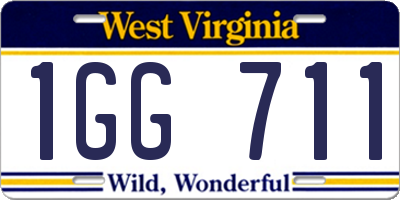WV license plate 1GG711