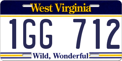 WV license plate 1GG712