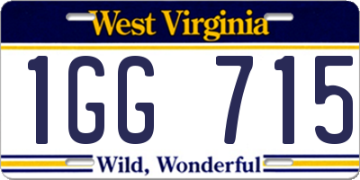 WV license plate 1GG715