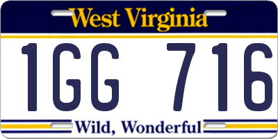 WV license plate 1GG716
