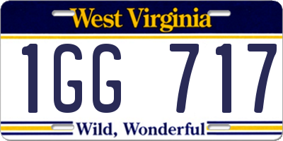 WV license plate 1GG717