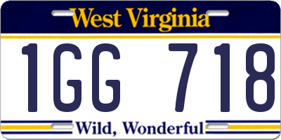 WV license plate 1GG718