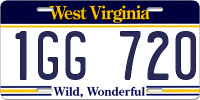 WV license plate 1GG720