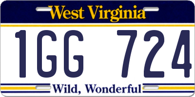 WV license plate 1GG724