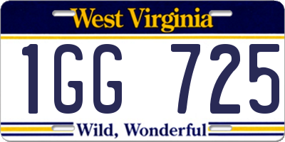 WV license plate 1GG725