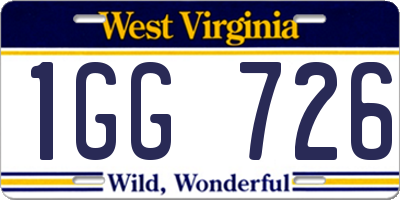 WV license plate 1GG726