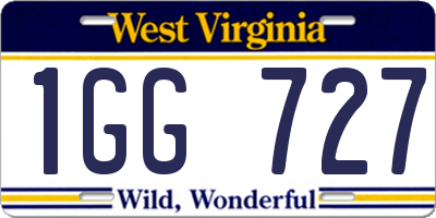 WV license plate 1GG727