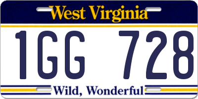 WV license plate 1GG728