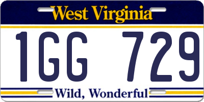 WV license plate 1GG729