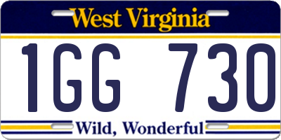 WV license plate 1GG730
