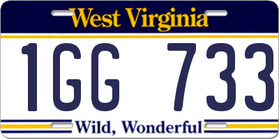 WV license plate 1GG733