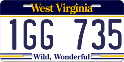 WV license plate 1GG735