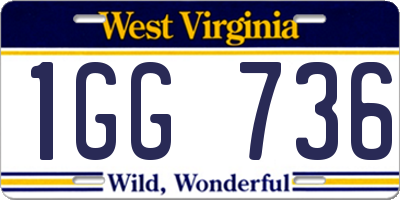 WV license plate 1GG736