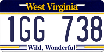 WV license plate 1GG738