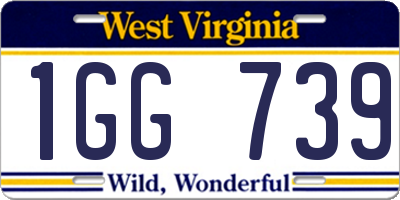 WV license plate 1GG739