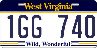 WV license plate 1GG740