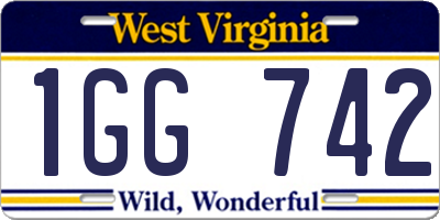 WV license plate 1GG742