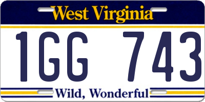 WV license plate 1GG743