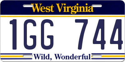 WV license plate 1GG744