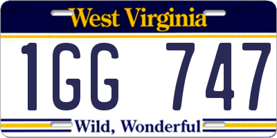 WV license plate 1GG747