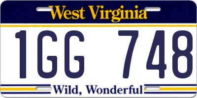 WV license plate 1GG748