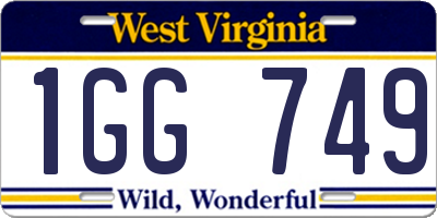 WV license plate 1GG749