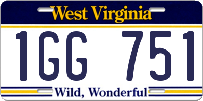 WV license plate 1GG751