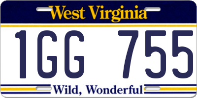 WV license plate 1GG755