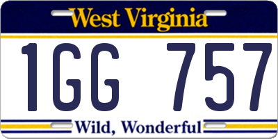 WV license plate 1GG757