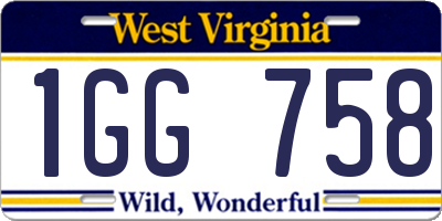 WV license plate 1GG758