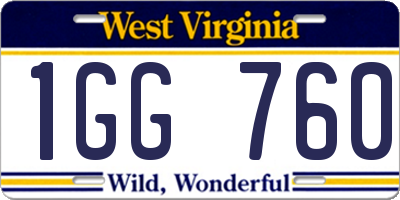 WV license plate 1GG760